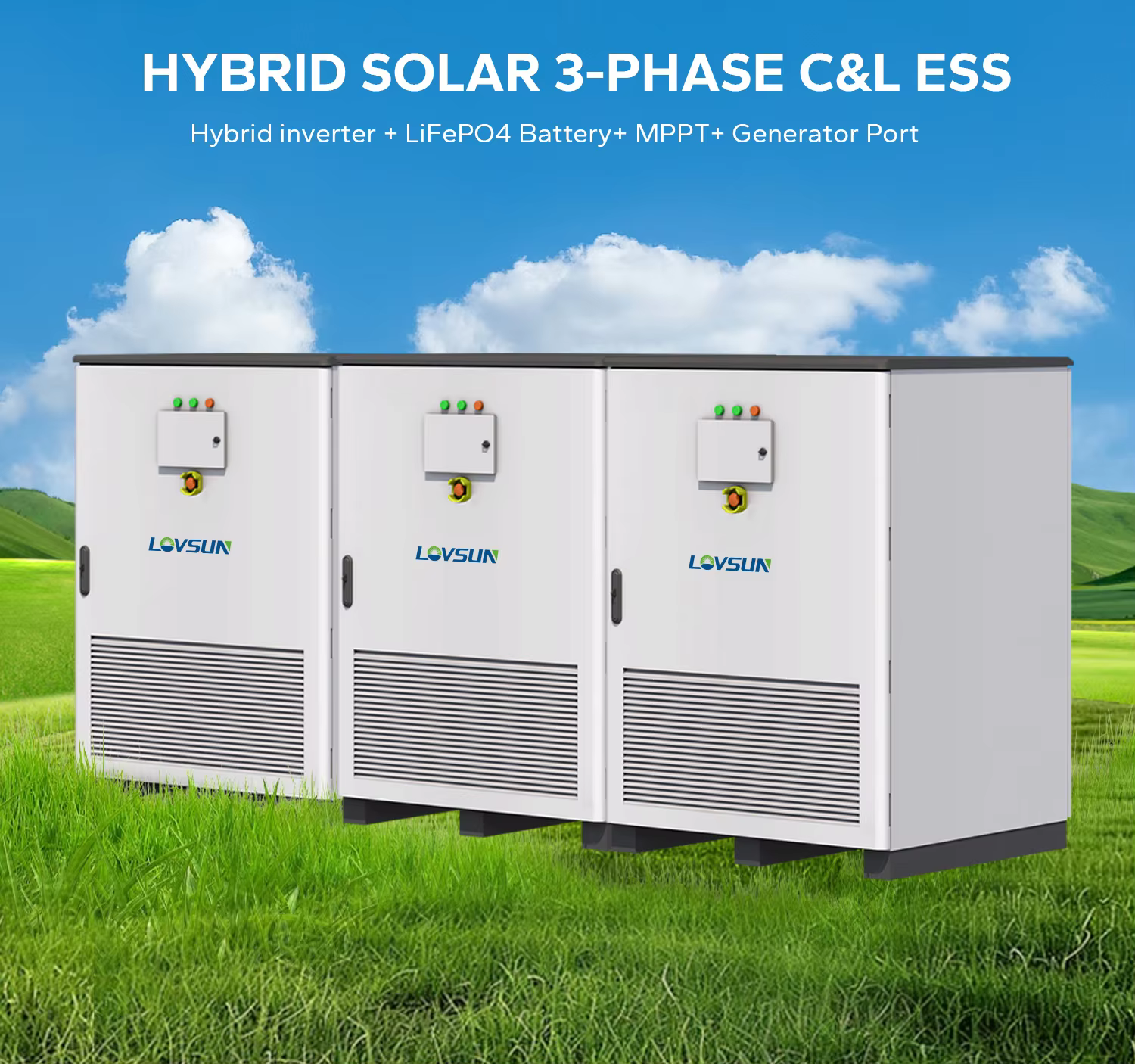 Lovsun 50KWH 100KWH 100KW All-in-one Outdoor ESS Cabinet for Commercial Solar System details