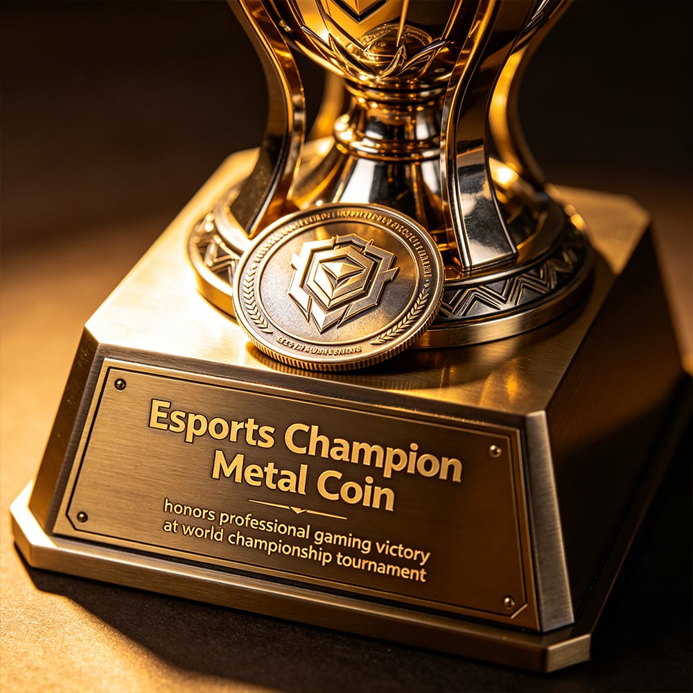 AWELLS High-Quality Esports Champion Metal Coin, Commemorative Piece for Pro Gaming Events & Awards