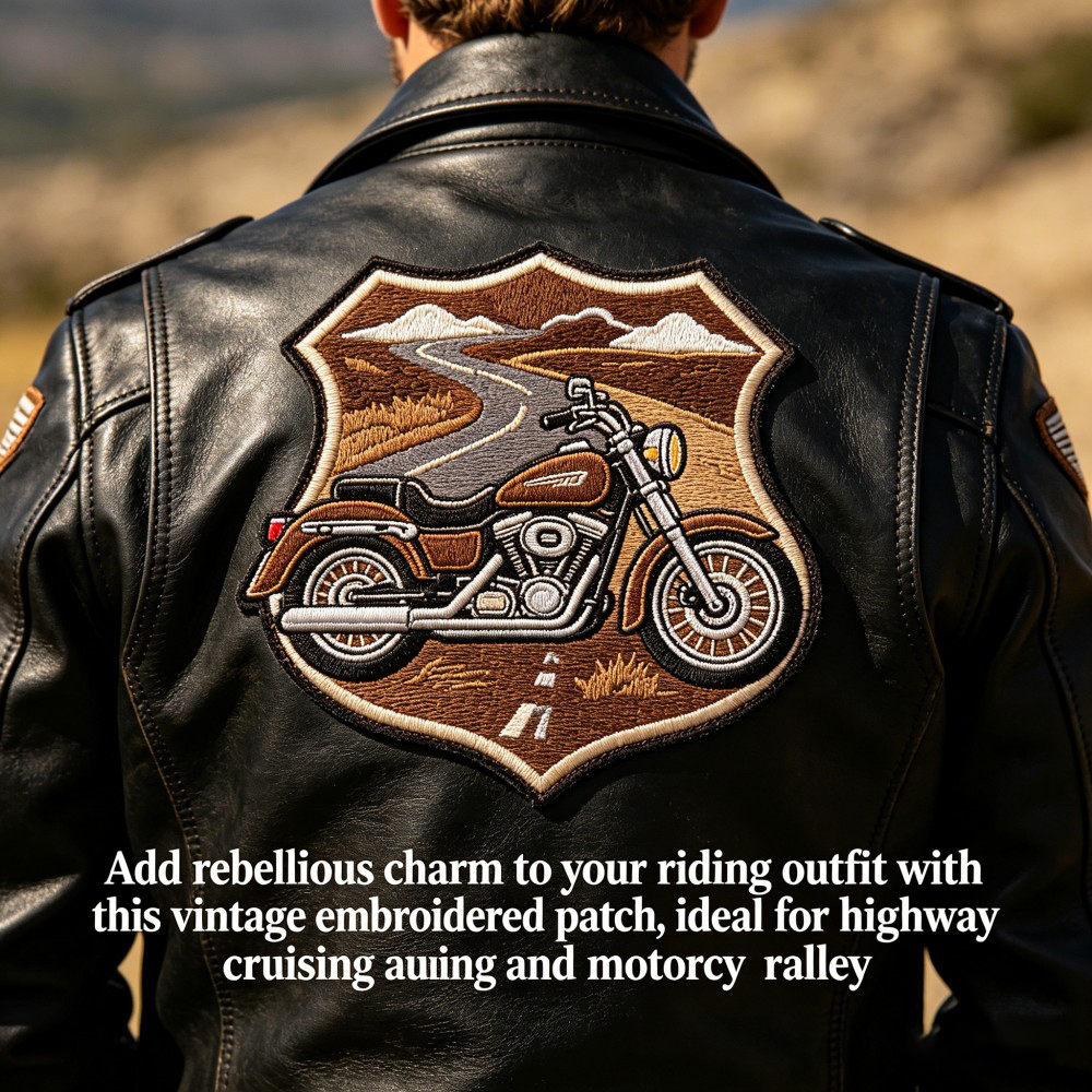 Custom Motorcycle Embroidery Patch Vintage Road Shield Badge for Leather Jackets Riding Apparel Brand Decoration OEM ODM AWELLS