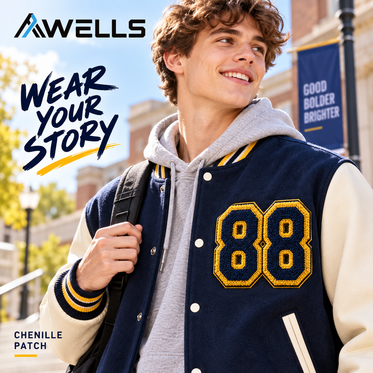 Custom Chenille Number Patch for Varsity Bags Sports Uniforms and Team Gear Bulk Manufacturing AWELLS