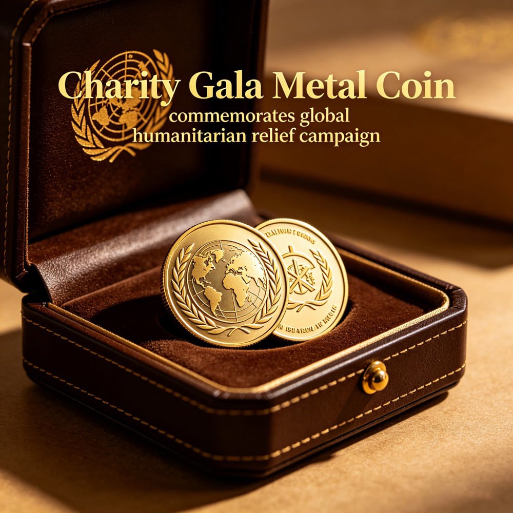Custom Gold Metal Coin with Raised Relief Detail for Charity Gala Keepsakes and Donor Recognition Bulk Supply Service AWELLS Co.
