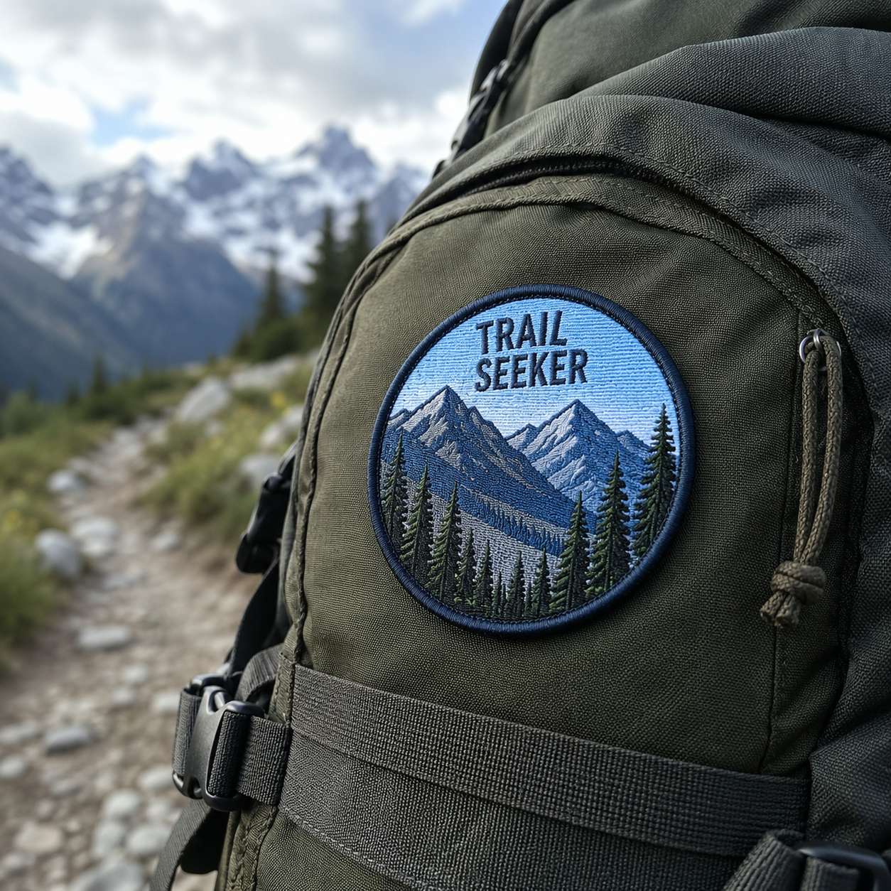 Patch Mibnuż Personalizzat għall-Backpacks għall-Hiking bil-Ġid tal-Biċċa tal-Muntanja, Dettaġġ Ħażin, Badge Barrani, OEM, ODM, AWELLS