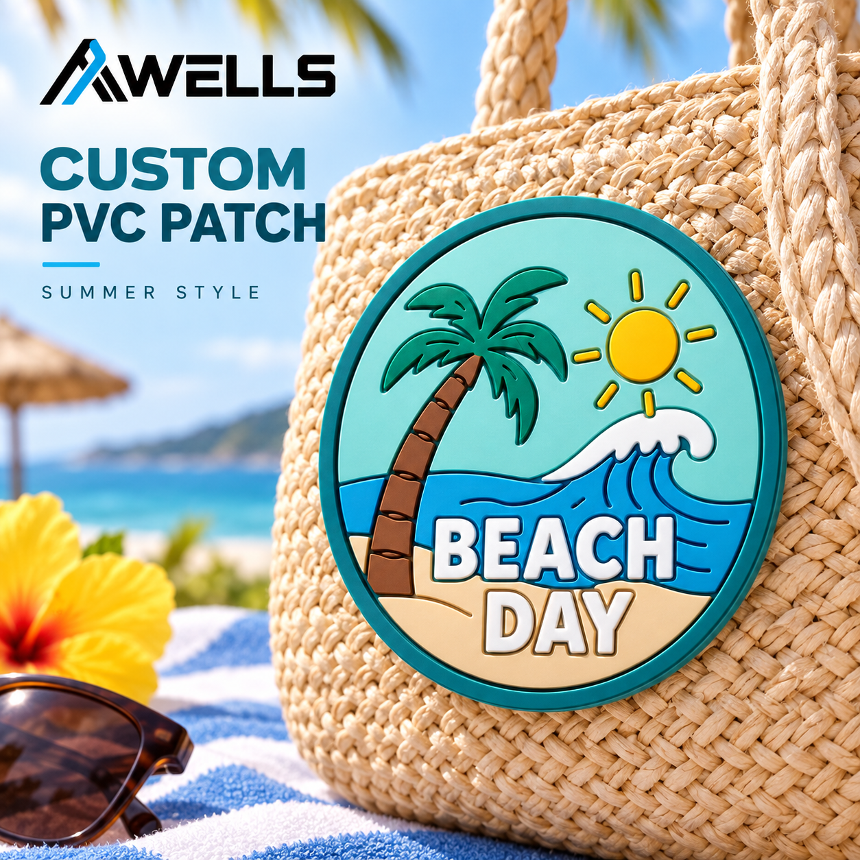 Custom Rubber PVC Patch for Summer Events, Tourism Branding, Beach-Themed Products and Souvenir Programs AWELLS