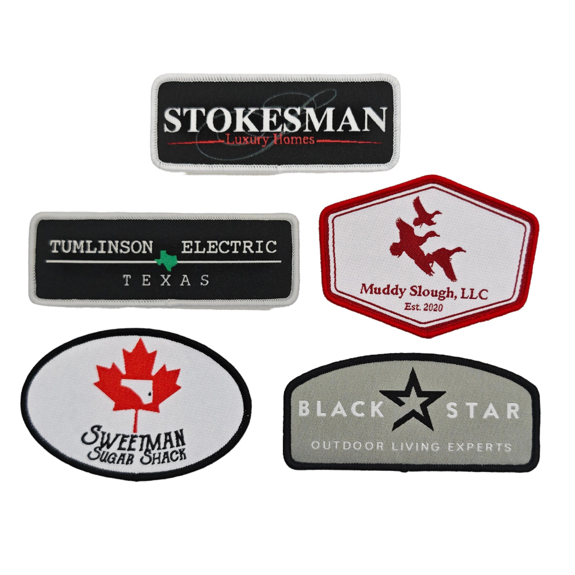 High-Quality Multi-Style Woven Patches Corporate Brand/Outdoor Living/Electrician Service Identity Patches by AWELLS