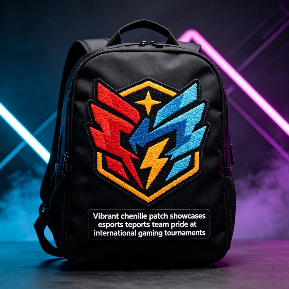 Custom Raised Chenille Patch with Colorful Lightning Logo for Backpacks Streetwear Sports Team Apparel and Promotional Gifts AWELLS