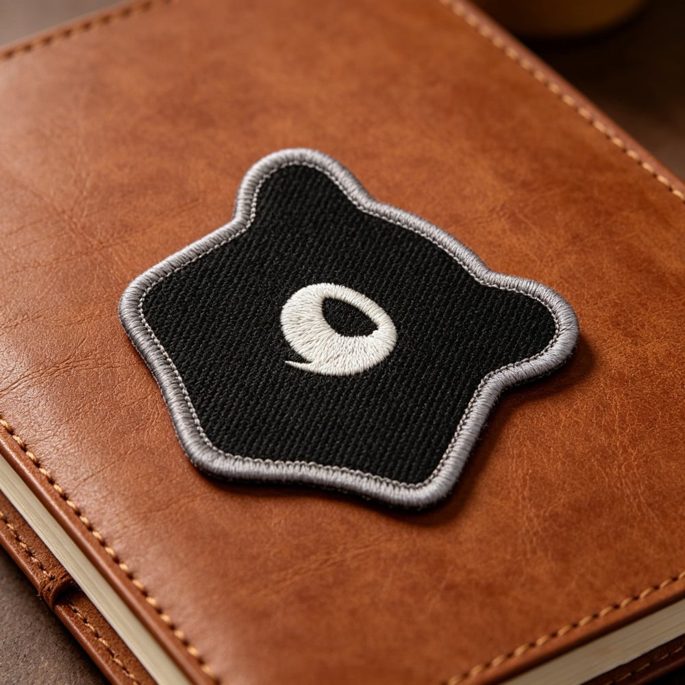 AWELLS Simple Bear Head Woven Patch, Monochrome Design for Stationery & Apparel