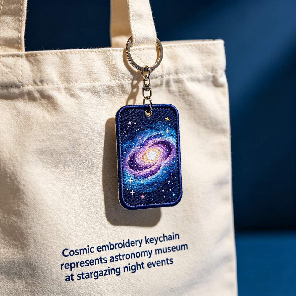 AWELLS Astronomy Museum Embroidery Keychain, Cosmic Galaxy Motif for Stargazing Nights