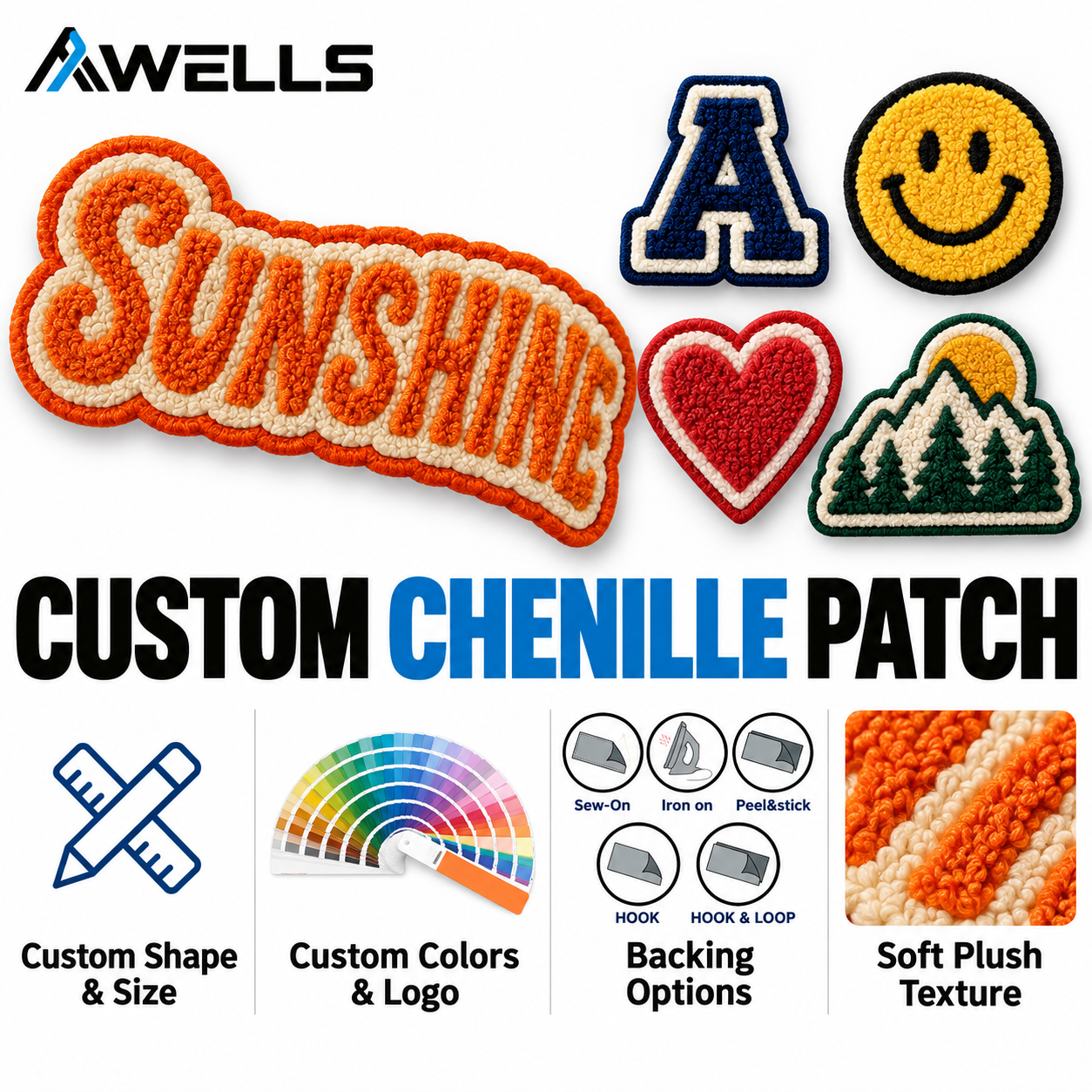 Custom Chenille Patch for Beanies Winter Hats Fashion Accessories and Lifestyle Branding AWELLS