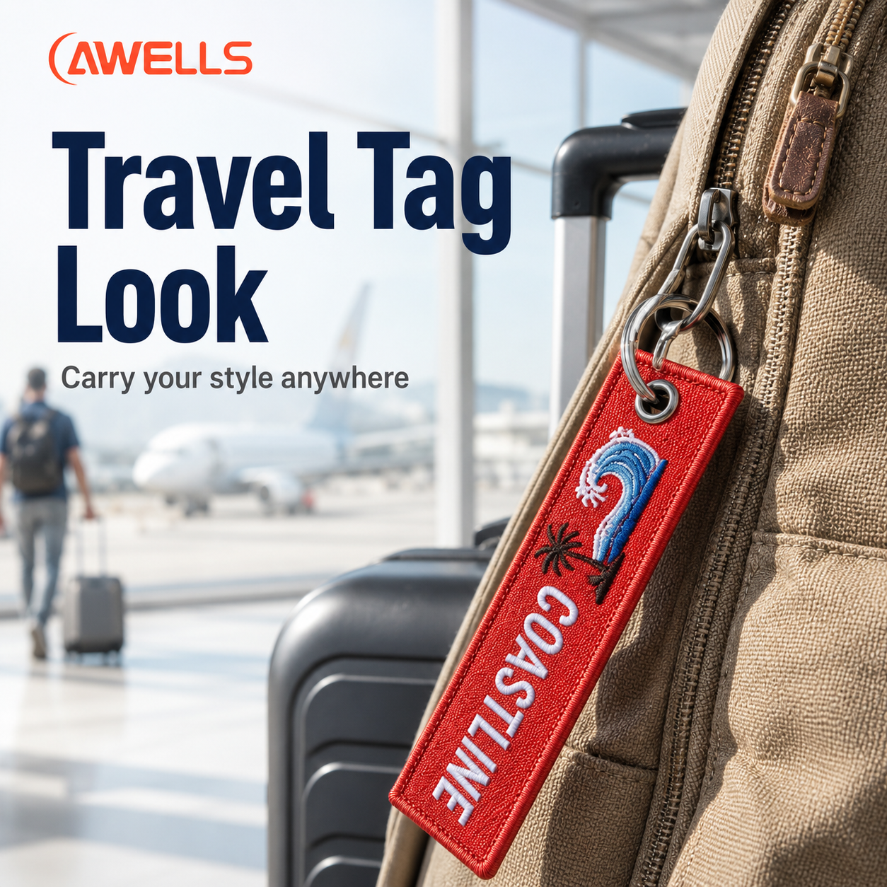 Personalized Coastal Embroidery Keychain for Automotive Keys Beach Resorts Travel Shops and Promotional Merchandise AWELLS