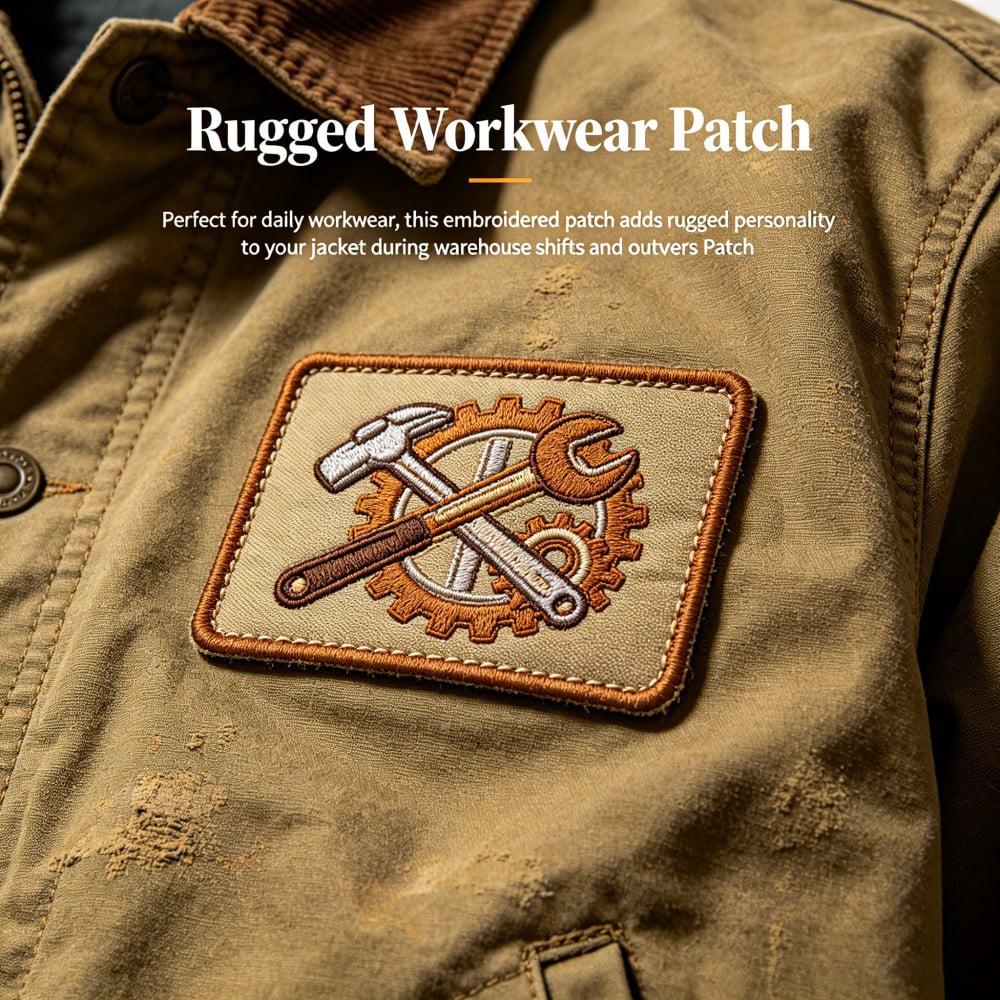 Custom Embroidered Patch for Workwear, Service Jackets, Trade Events and Industrial Brand Identity AWELLS