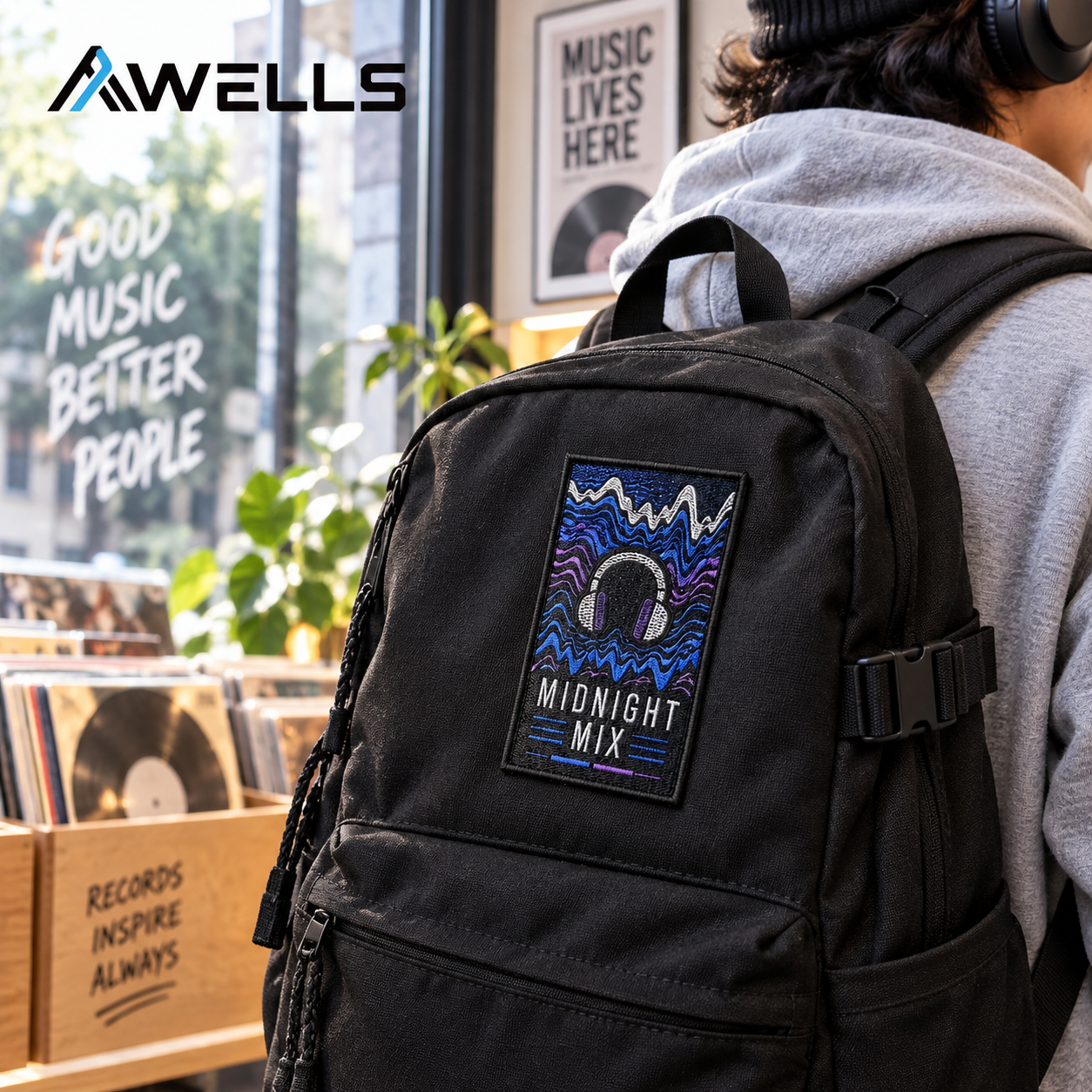 Custom Woven Patch for Music Brands DJ Merchandise Audio Studios and Streetwear Apparel AWELLS
