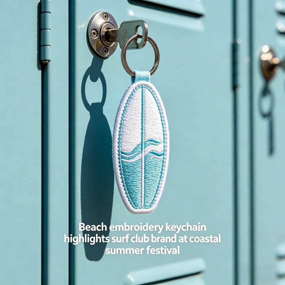 Custom Embroidery Keychain with Merrow Border for Surf Clubs Beach Festivals Promotional Gifts OEM ODM Service by AWELLS