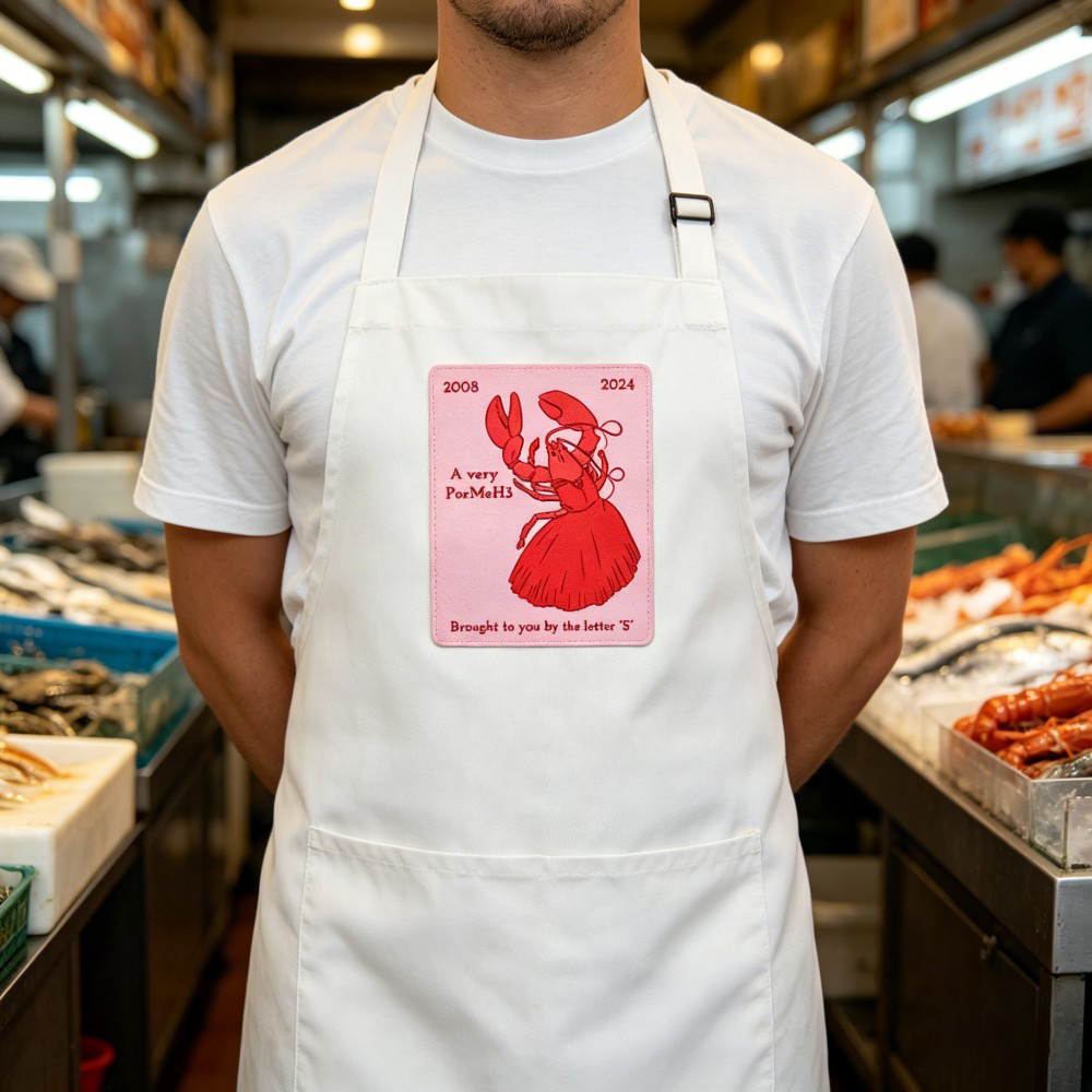 Custom Printed Sublimation Patch for Restaurant Aprons Seafood Uniforms Brand Events and Retail Gift Programs by AWELLS Factory