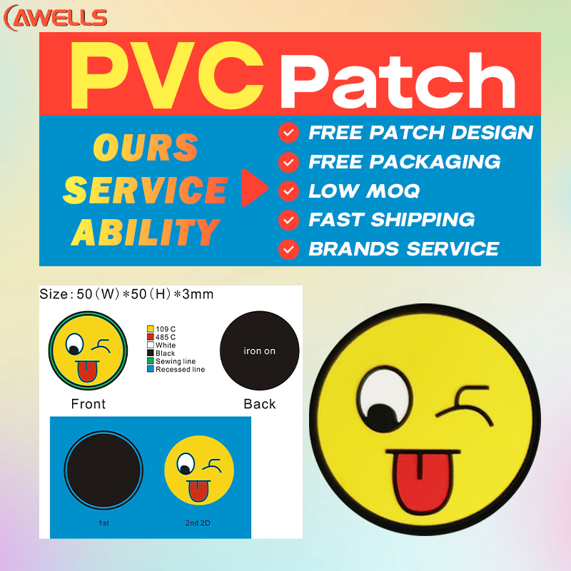 Custom Soft PVC Patch for Tote Bags Event Branding Book Fair Volunteer Bags Waterproof 2D Molded Logo Patch OEM ODM AWELLS