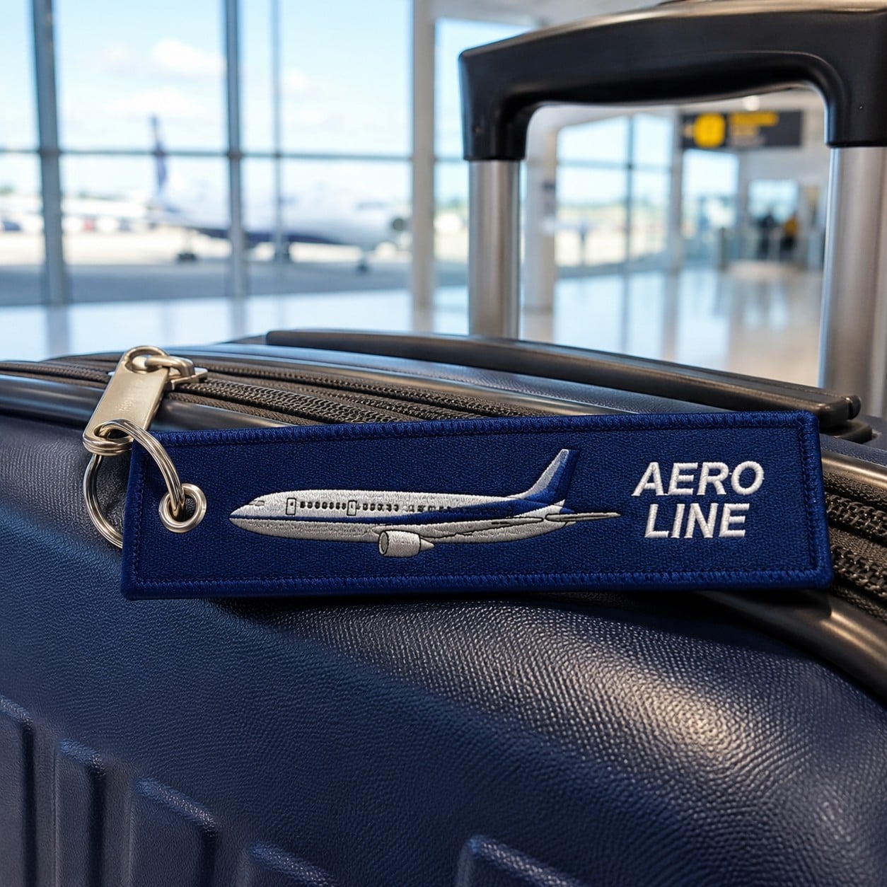 Custom Embroidery Keychain for Luggage and Travel Bags with Airplane Design Double-Sided Fabric Key Tag OEM ODM AWELLS