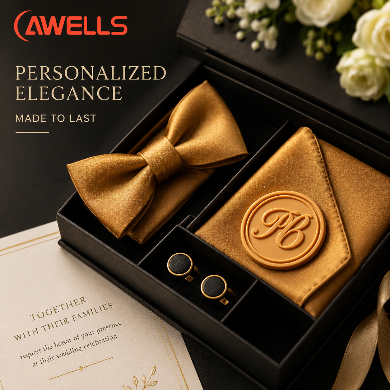 Custom Soft PVC Patch for Wedding Monograms and Formal Event Accessories with 2D Molded Logo Detail OEM ODM AWELLS