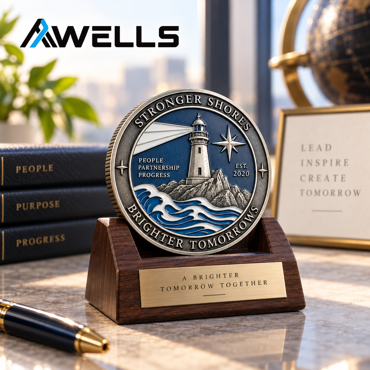 Custom Commemorative Metal Coin with Lighthouse Design for Recognition Programs Anniversary Events and Community Awards AWELLS
