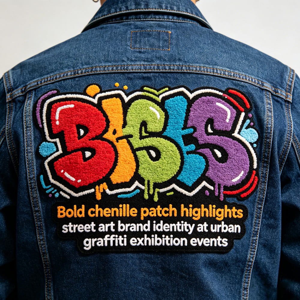 Custom Large Chenille Back Patch for Denim Apparel Street Art Events and Fashion Collections OEM Manufacturer AWELLS