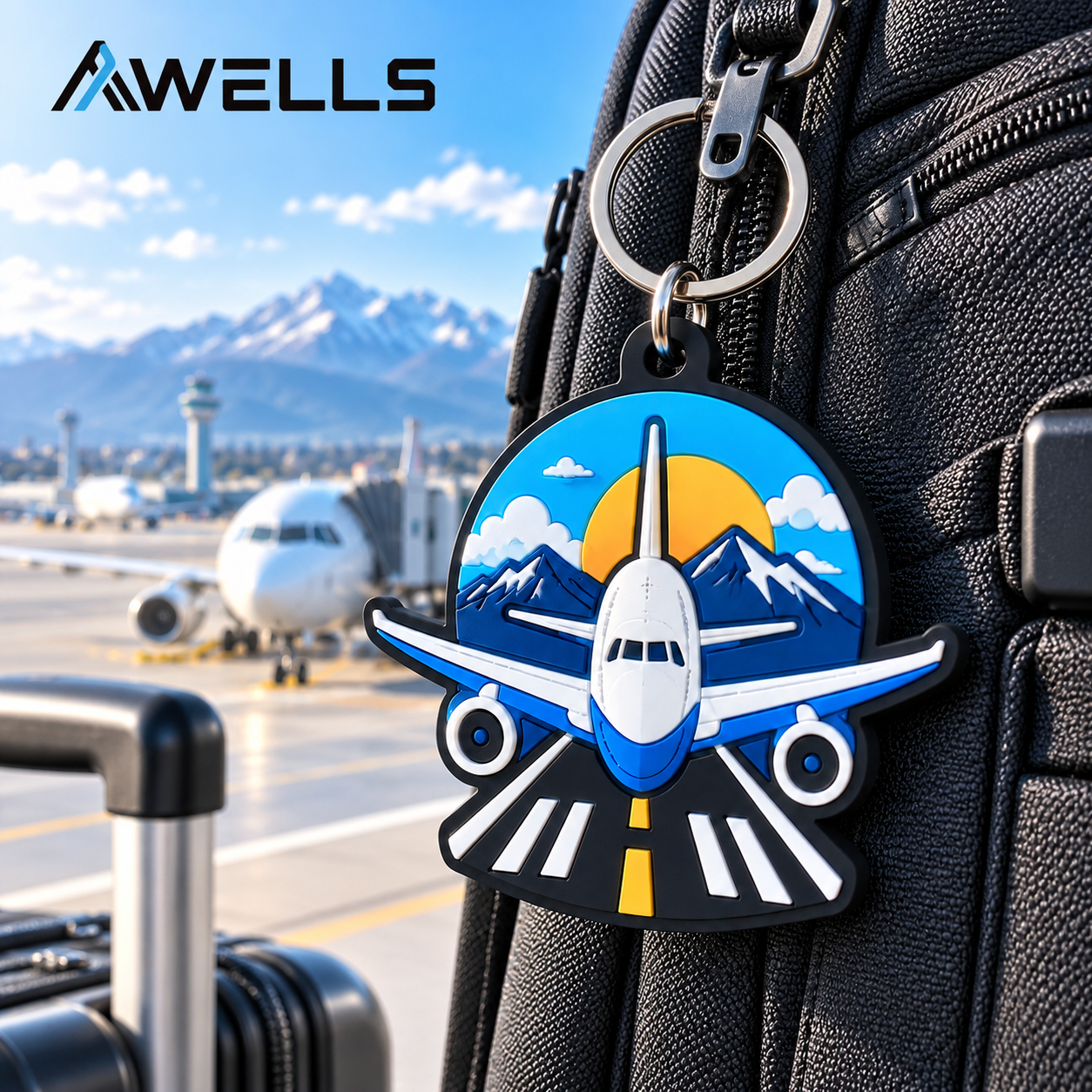 Custom PVC Keychain for Travel Brands, Airport Souvenirs and Aviation-Themed Luggage Accessories AWELLS