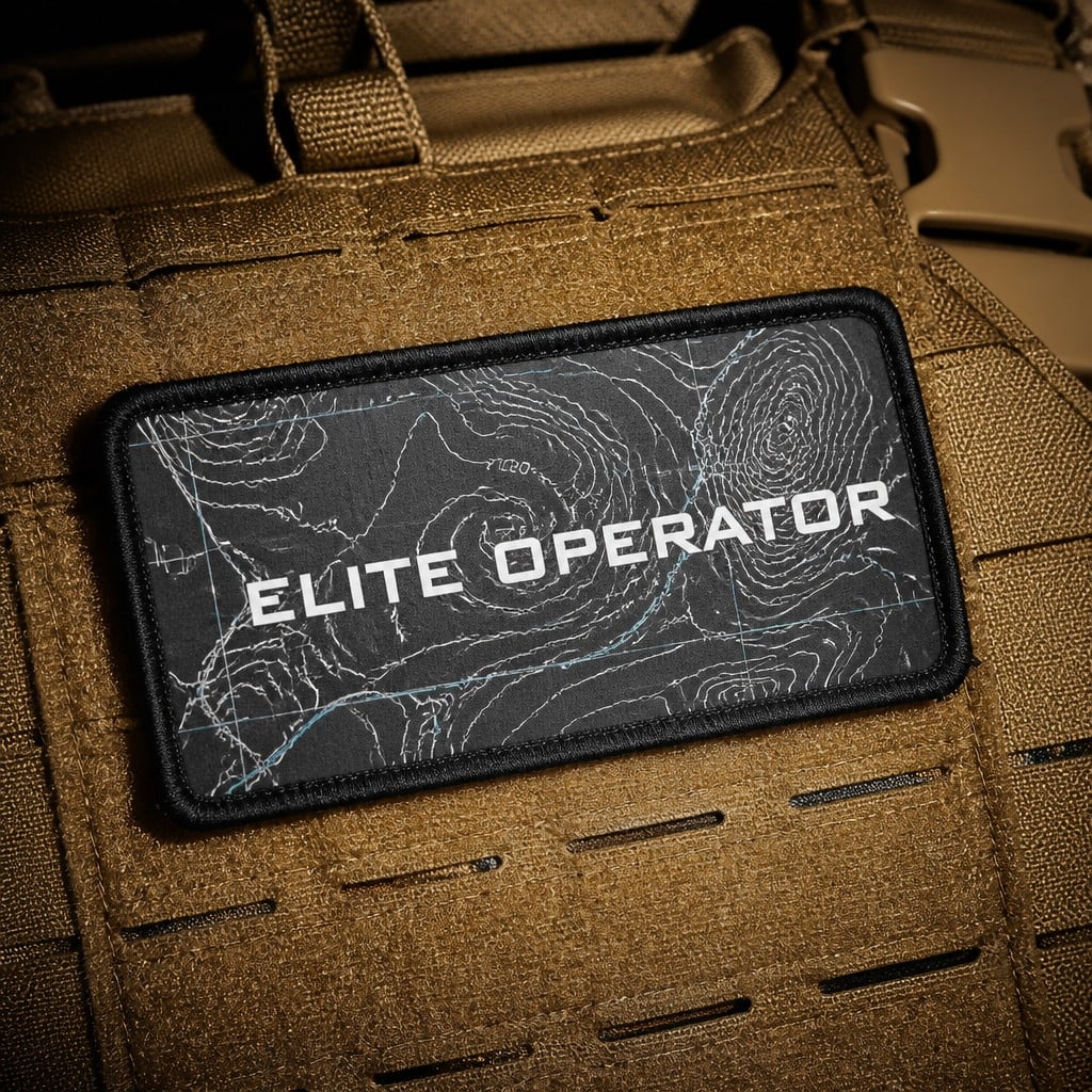 Custom Dye Sublimation Patch for Utility Gear with Topographic Map Print Fine Line Detail and Stitched Border OEM ODM AWELLS
