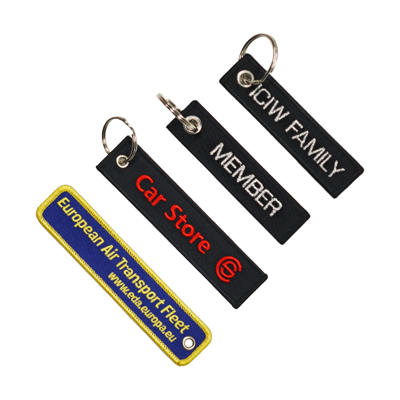 custom embroidery keychain for luggage and travel bags with airplane design double sided fabric key tag oem odm awells-5