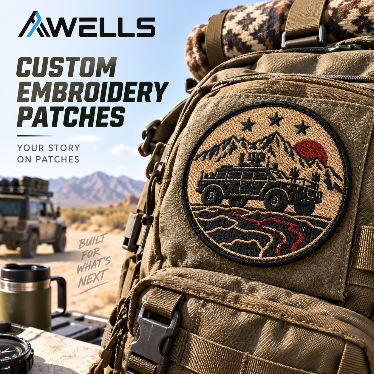 Custom Embroidery Patch for Overland Clubs, Outdoor Gear and Adventure Branding AWELLS