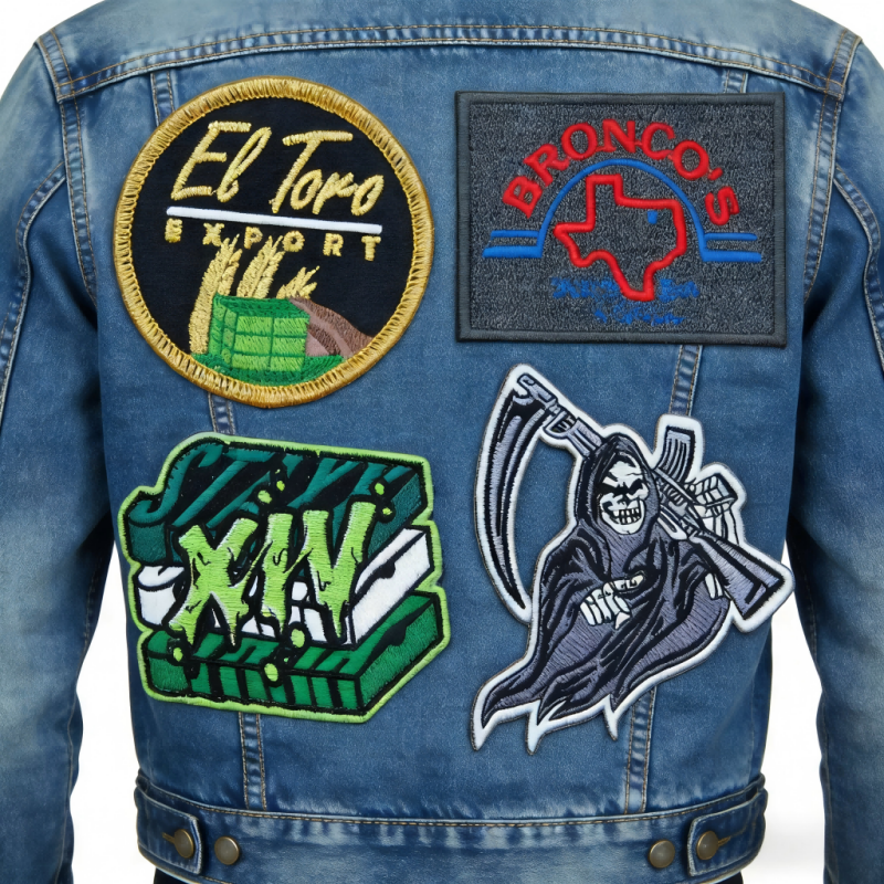 AWELLS Biker Style Embroidered Patch Set for Denim Jackets and Motorcycle Apparel