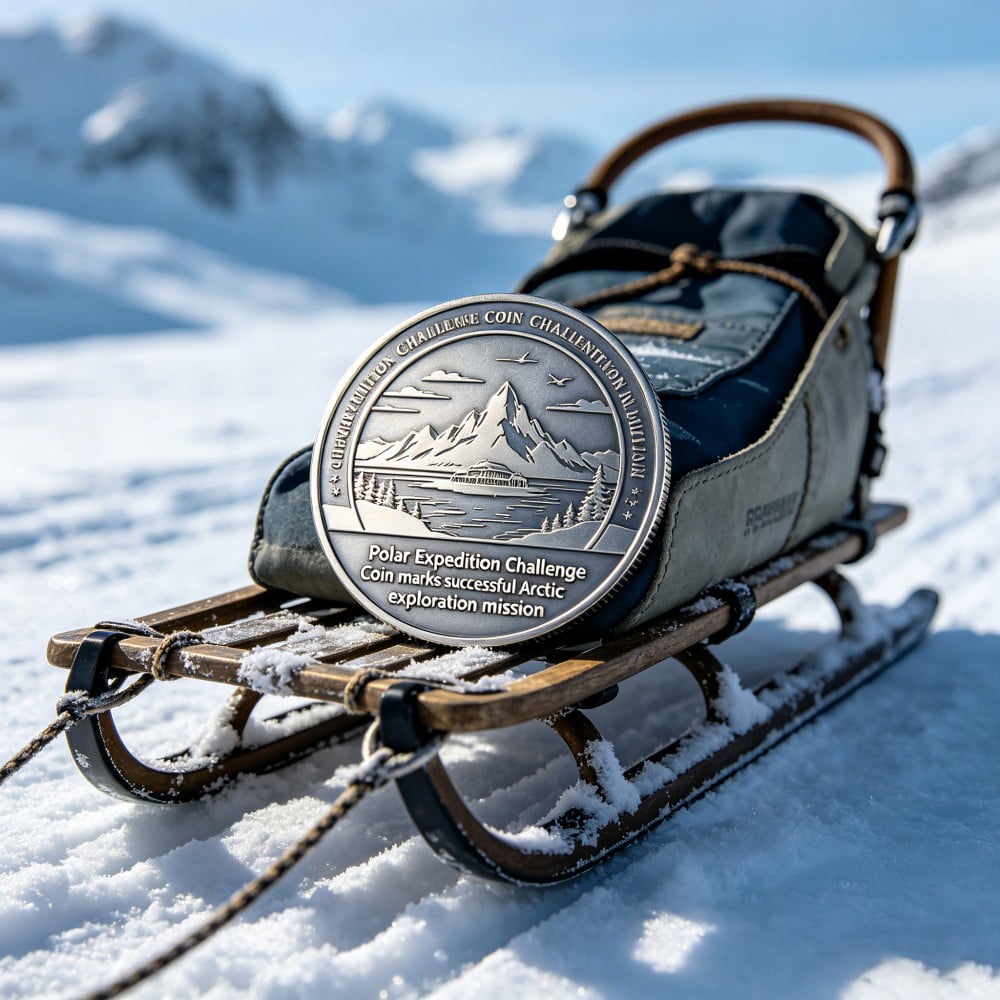 AWELLS Polar Challenge Metal Coin, Engraved Arctic Token for Exploration Missions & Collectibles