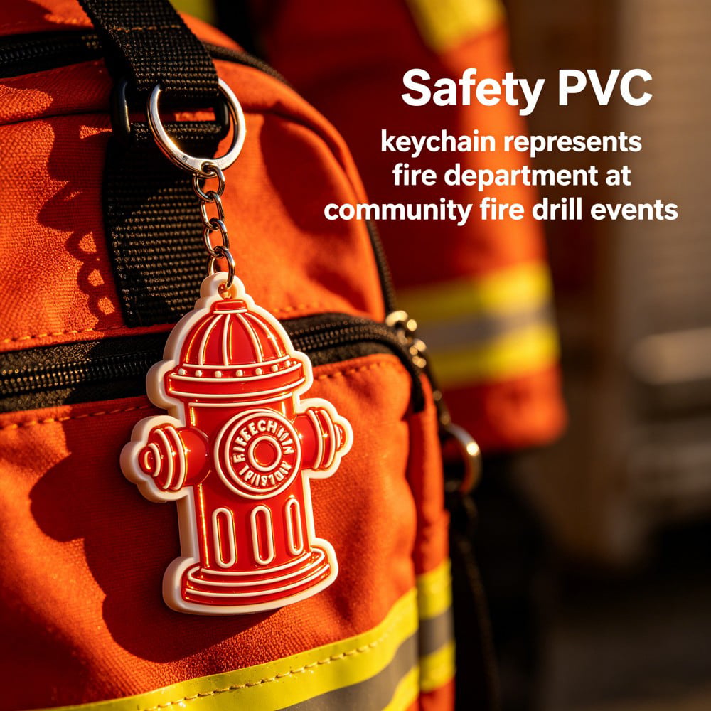AWELLS Fire Safety PVC Keychain, Hydrant-Shaped Charm for Fire Department & Community Events
