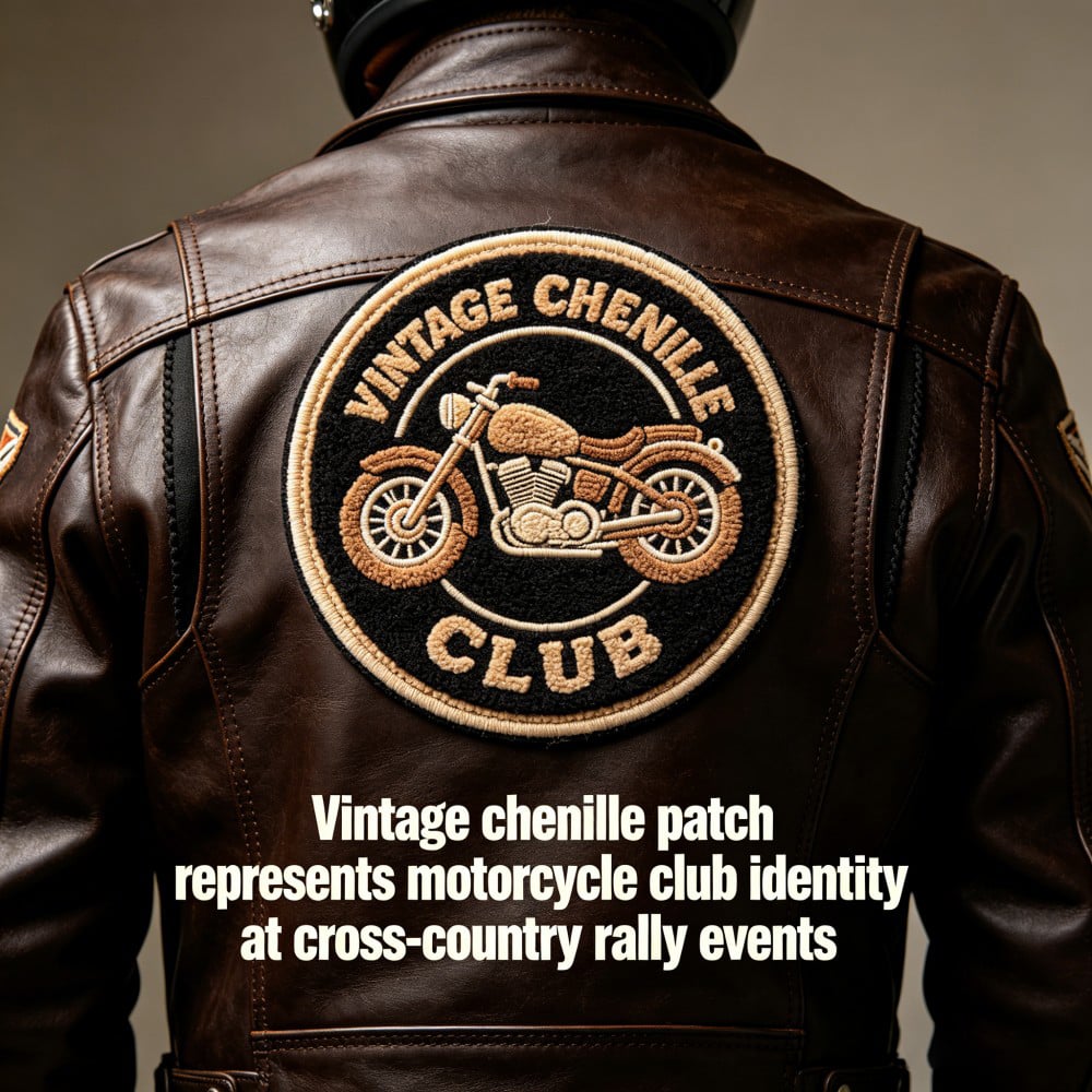 Custom Chenille Patch for Motorcycle Jackets with Vintage Embroidery Detail Large Club Badge OEM ODM AWELLS