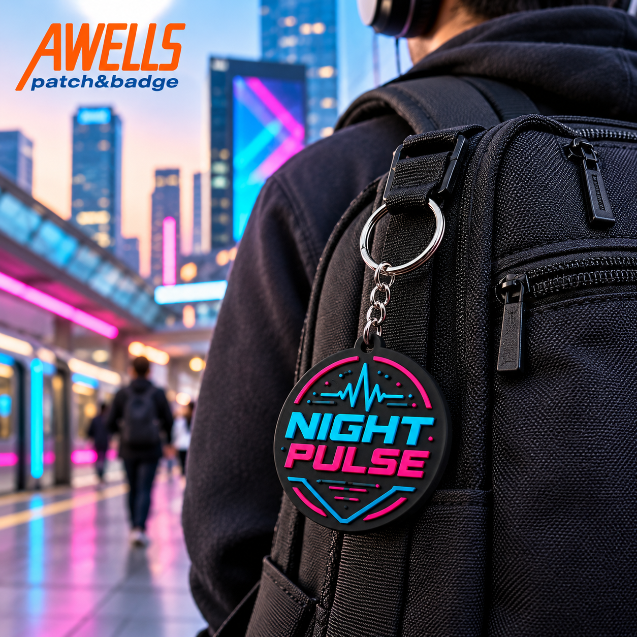 Pingente de Chave em PVC Neon Personalizado para Eventos Noturnos, Produtos para DJs, Lembranças de Festivais de Música e Brindes Promocionais AWELLS