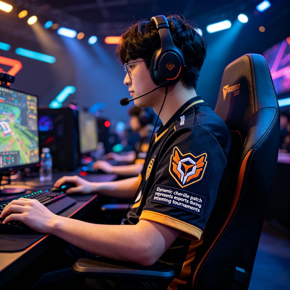 AWELLS Esports Team Chenille Patch, Dynamic Logo Motif for Tournament Jerseys