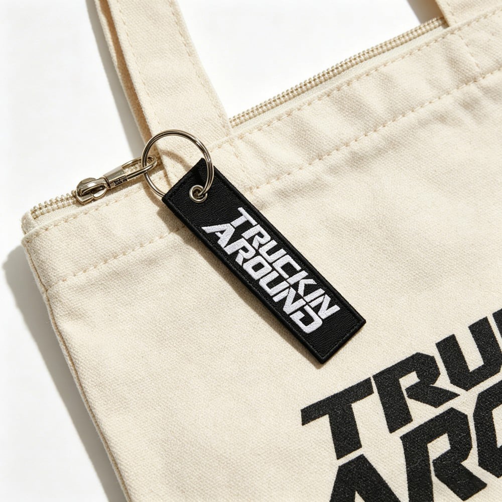 Custom Embroidery Keychain with Woven Lettering for Bag Charms Promotional Gifts Retail Merchandise OEM ODM Bulk Supply AWELLS