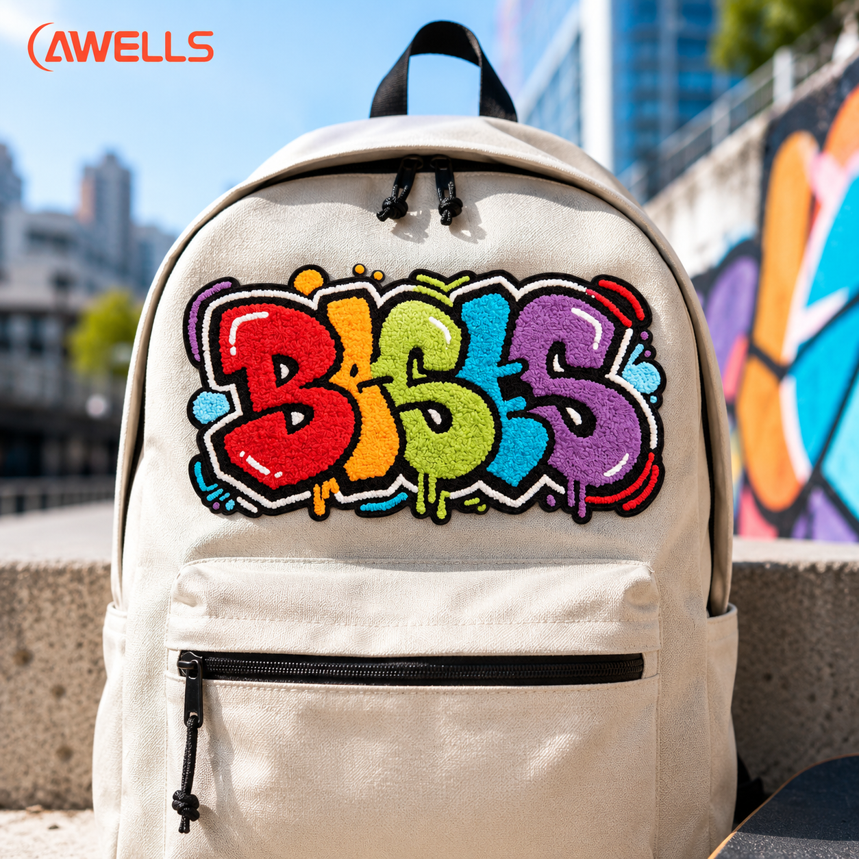 Custom Large Chenille Back Patch for Denim Apparel Street Art Events and Fashion Collections OEM Manufacturer AWELLS