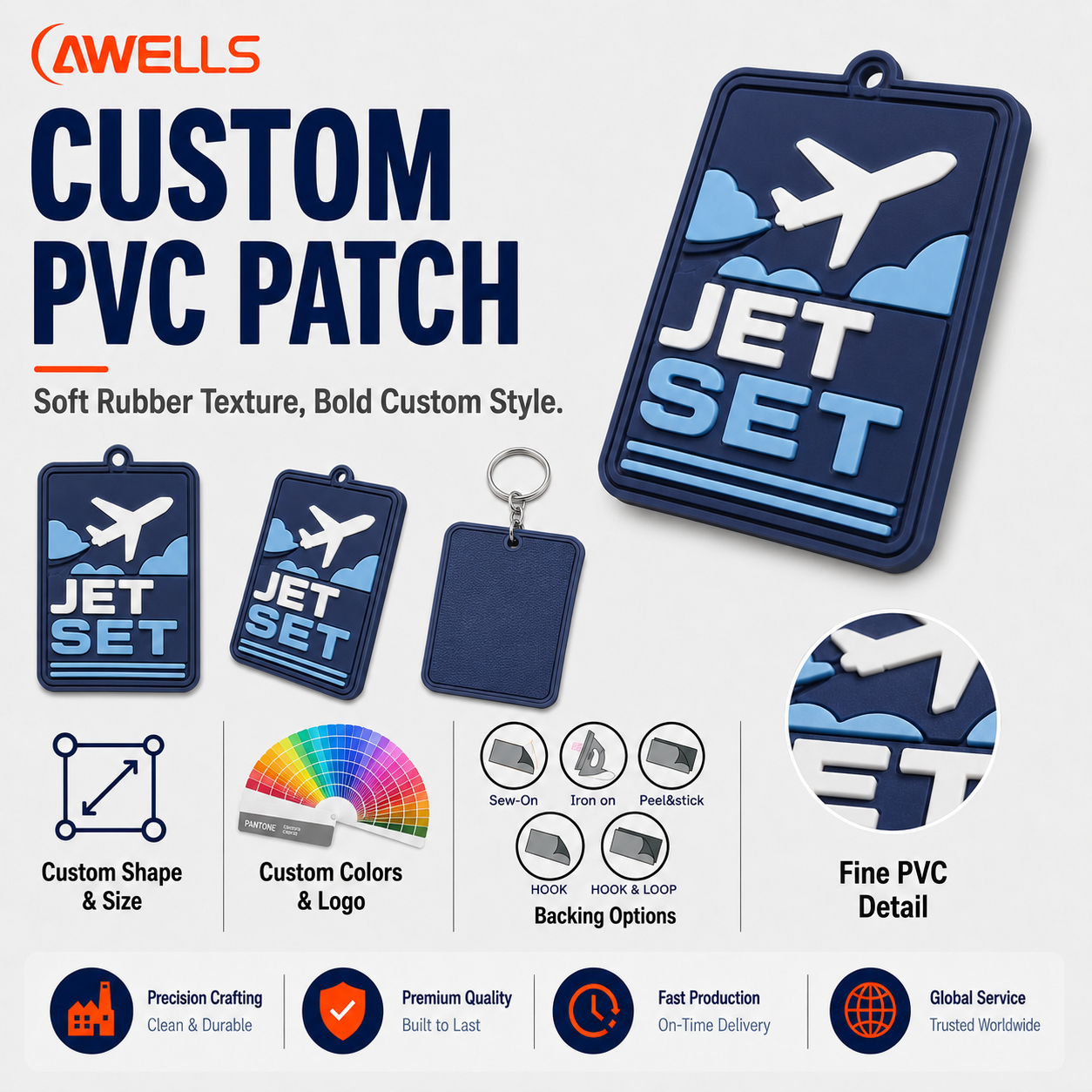 Custom PVC Keychain Luggage Tag for Travel Brands Airline Souvenirs and Promotional Gifts Soft Rubber Keyring OEM ODM AWELLS