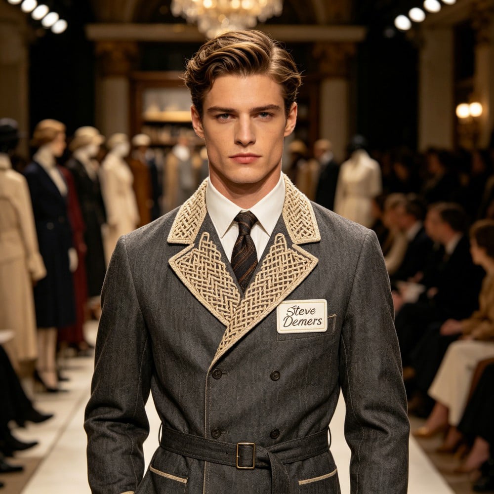 AWELLS Premium Woven Name Patch, Refined Text Label for High-End Tailored Suits & Couture Fashion