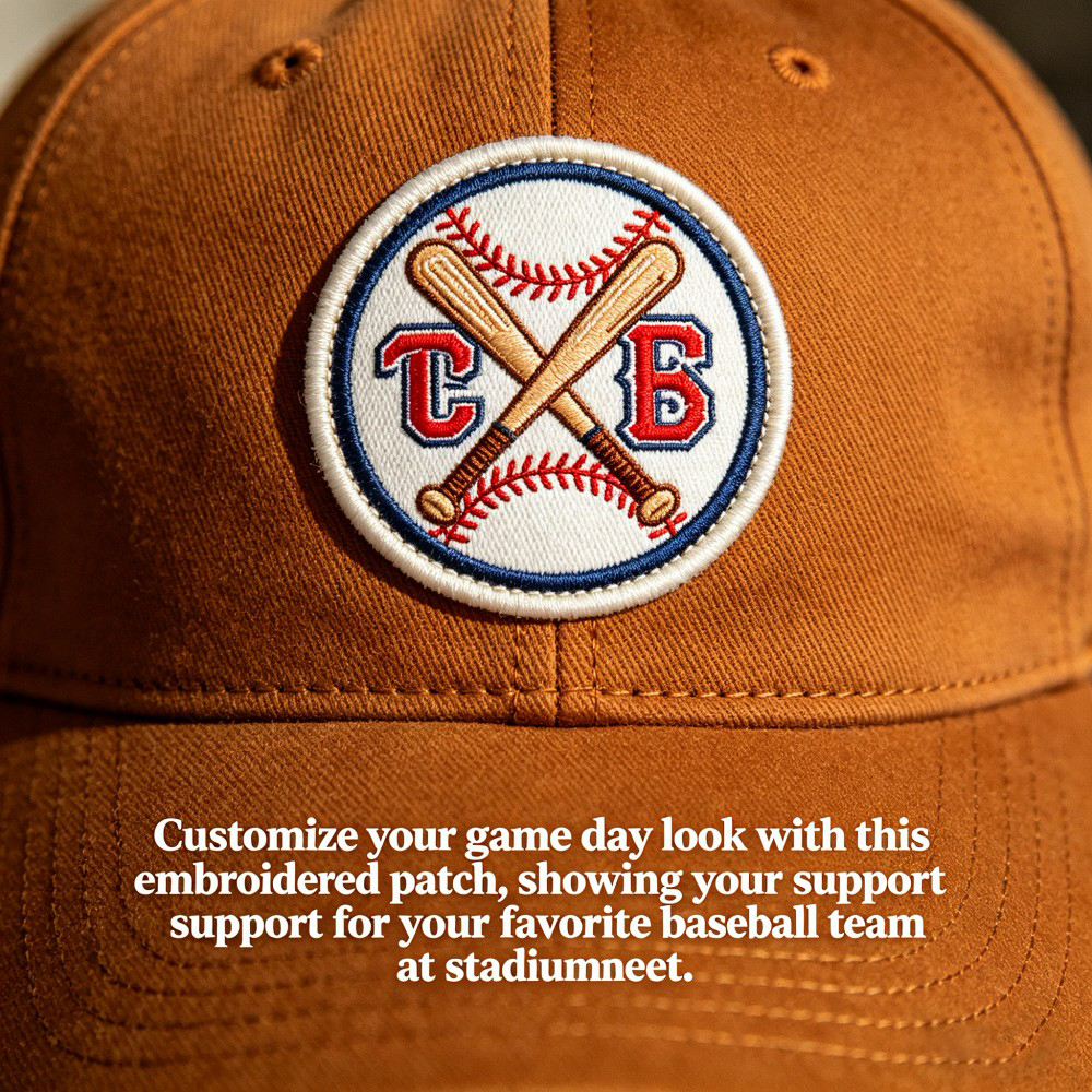 AWELLS Baseball Team Embroidery Patch, Crossed Bat Motif for Game Day Caps & Fan Gear