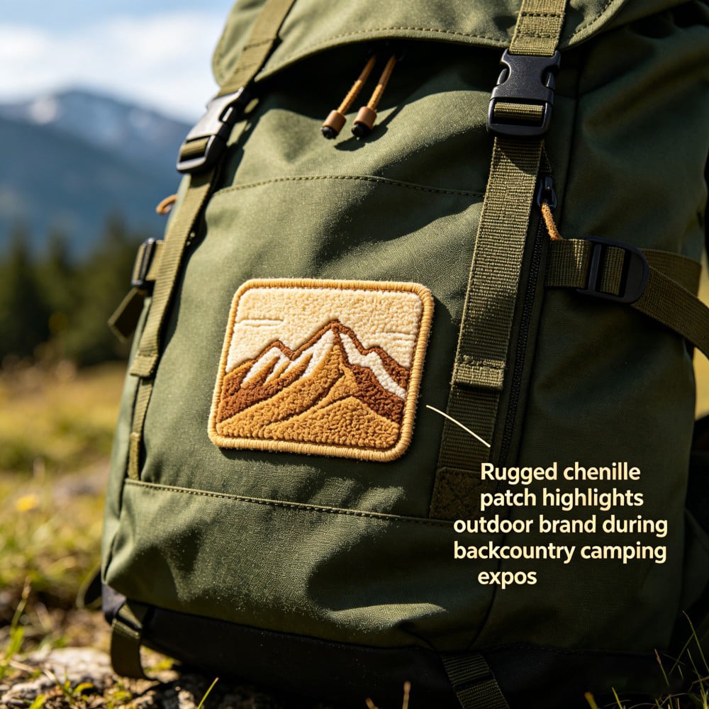 custom woven patch for utility gear backpacks and outdoor equipment with fine yarn detail and stitched border oem odm awells-7