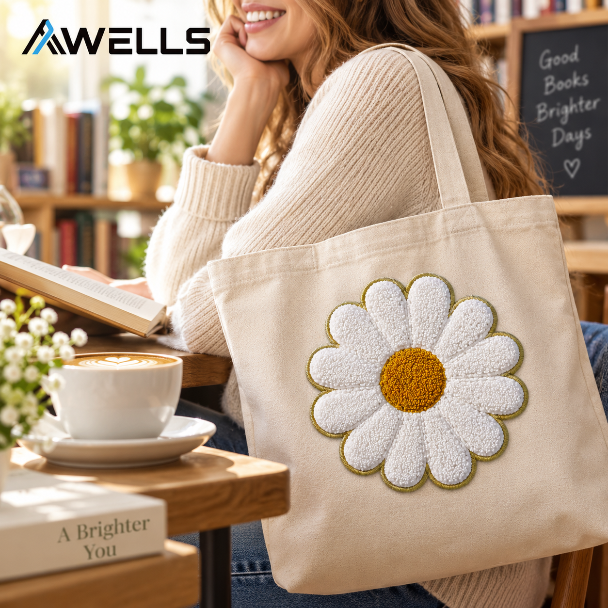 Custom Daisy Chenille Patch for Denim Jackets Fashion Appliqué Floral Letterman Patch AWELLS