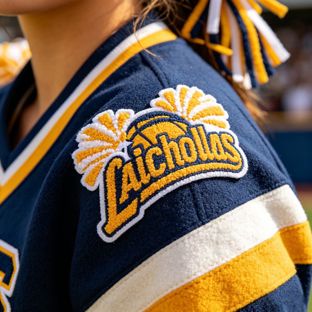 Custom Varsity Chenille Patch for Jackets and Team Uniforms with Plush Lettering and School Spirit Design OEM ODM AWELLS
