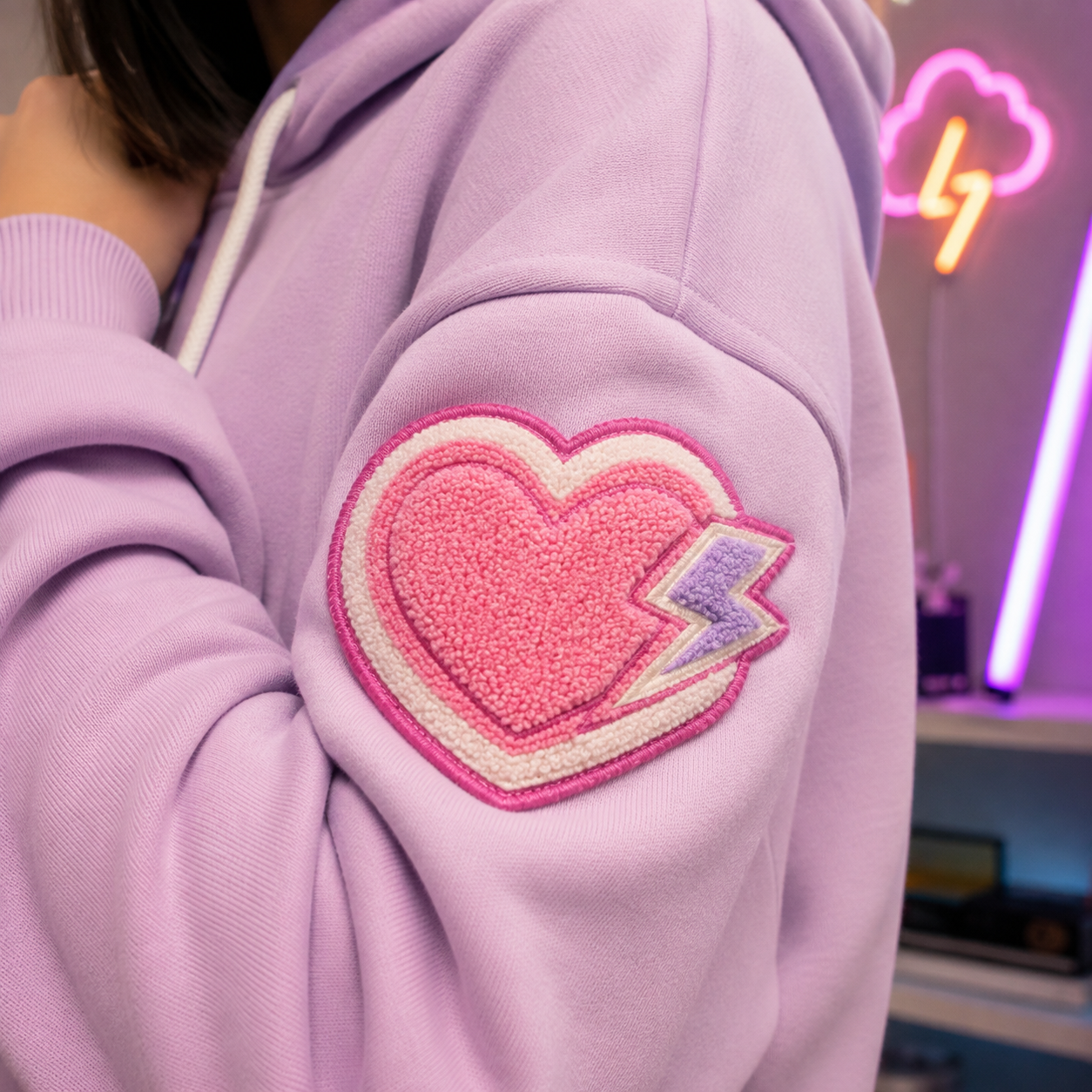 Custom Heart Chenille Patch for Hoodies Sweatshirts Varsity Apparel and Fashion Accessories AWELLS