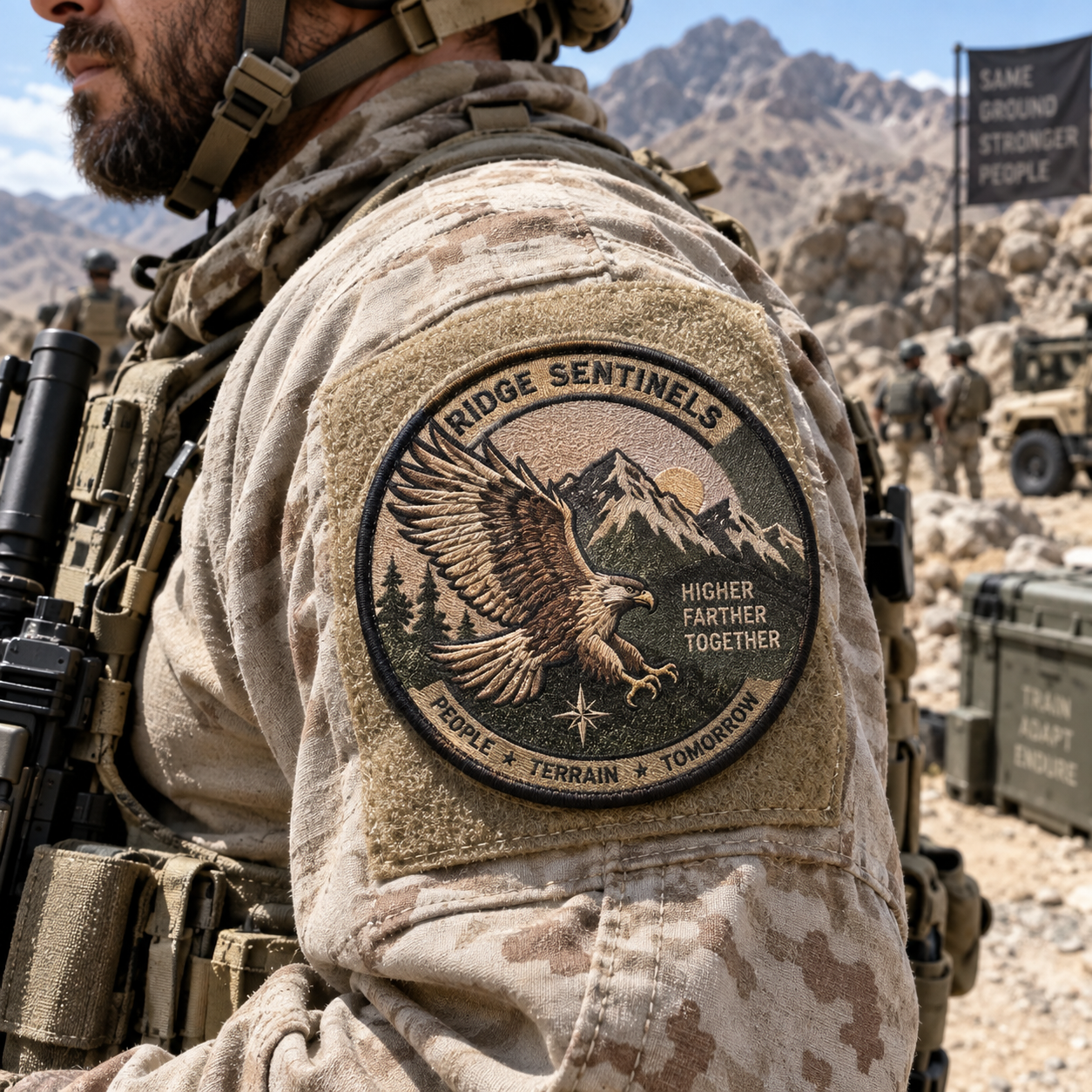 Custom Embroidery Badge with Mountain Eagle Design for Outdoor Gear Team Apparel and Adventure Brand Merchandise AWELLS