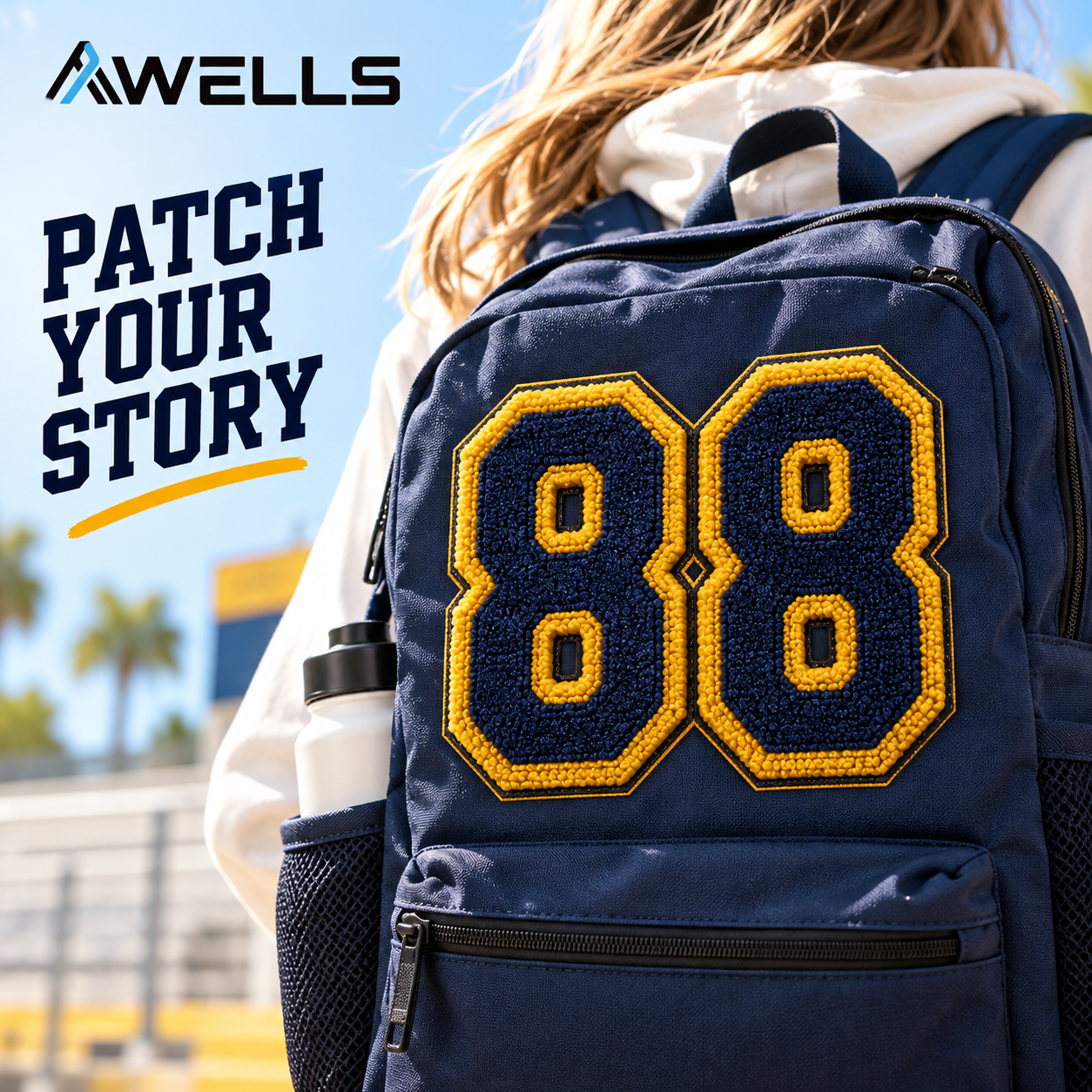 Custom Chenille Number Patch for Varsity Bags Sports Uniforms and Team Gear Bulk Manufacturing AWELLS