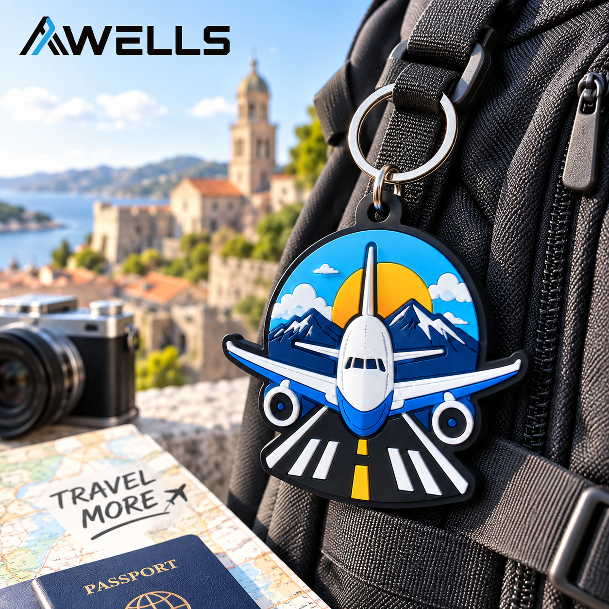 Custom PVC Keychain for Travel Brands, Airport Souvenirs and Aviation-Themed Luggage Accessories AWELLS
