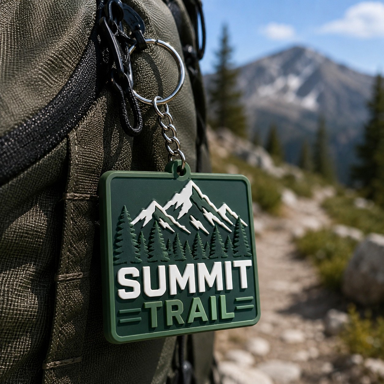 Custom Soft PVC Keychain with Mountain Trail Design for Backpacks Hiking Gear and Outdoor Promotional Gifts OEM ODM AWELLS