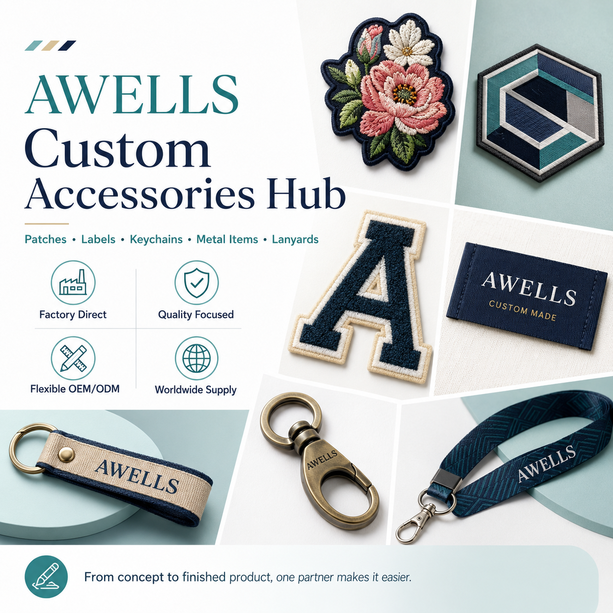 AWELLS Personalized Embroidery Keychain for Canvas Bags, Science Museums, Brand Promotions, and Souvenir Shops
