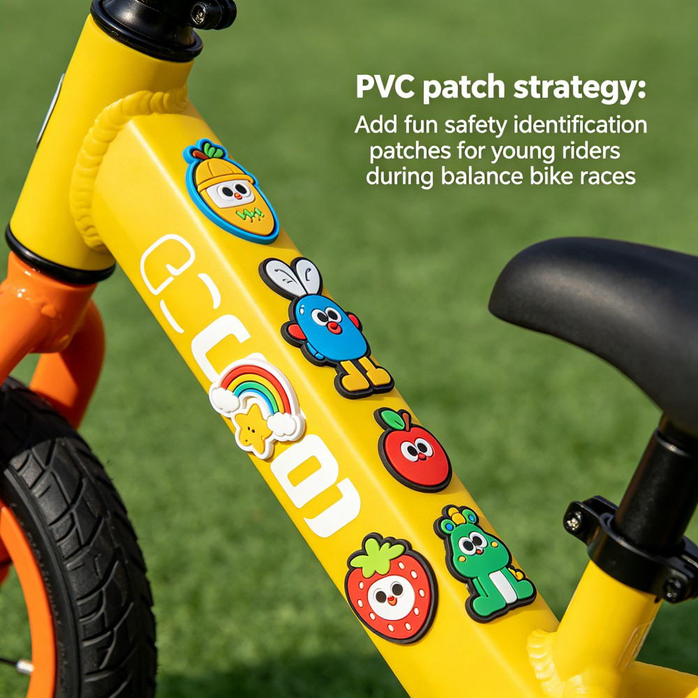 Custom PVC Patch for Kids Bikes Cute Soft Rubber Safety Identification Badges OEM ODM Manufacturer AWELLS