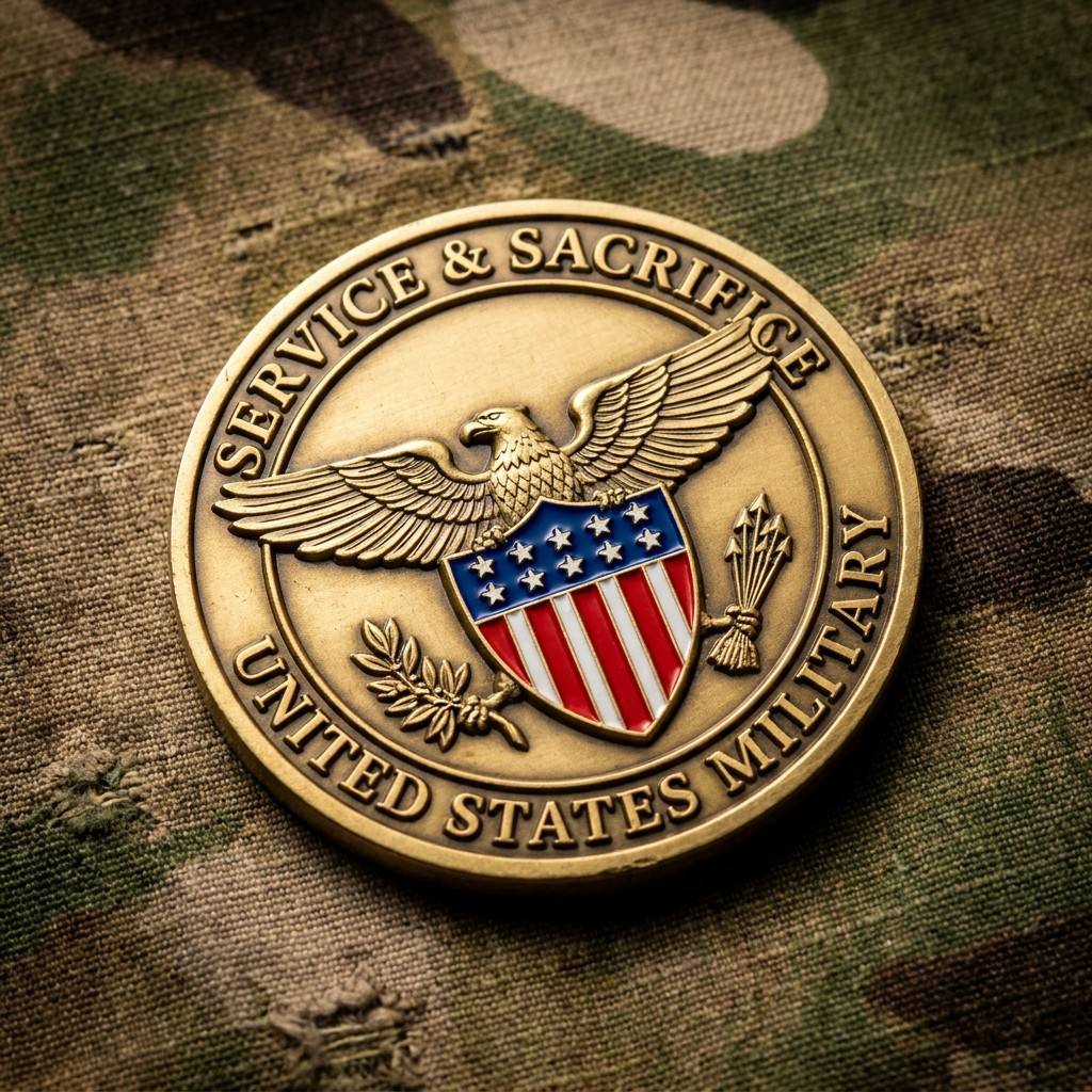 Custom Antique Bronze Metal Coin with 3D Eagle Shield Relief for Service Recognition Awards, Honor Gifts and Collectible Medallions AWELLS

