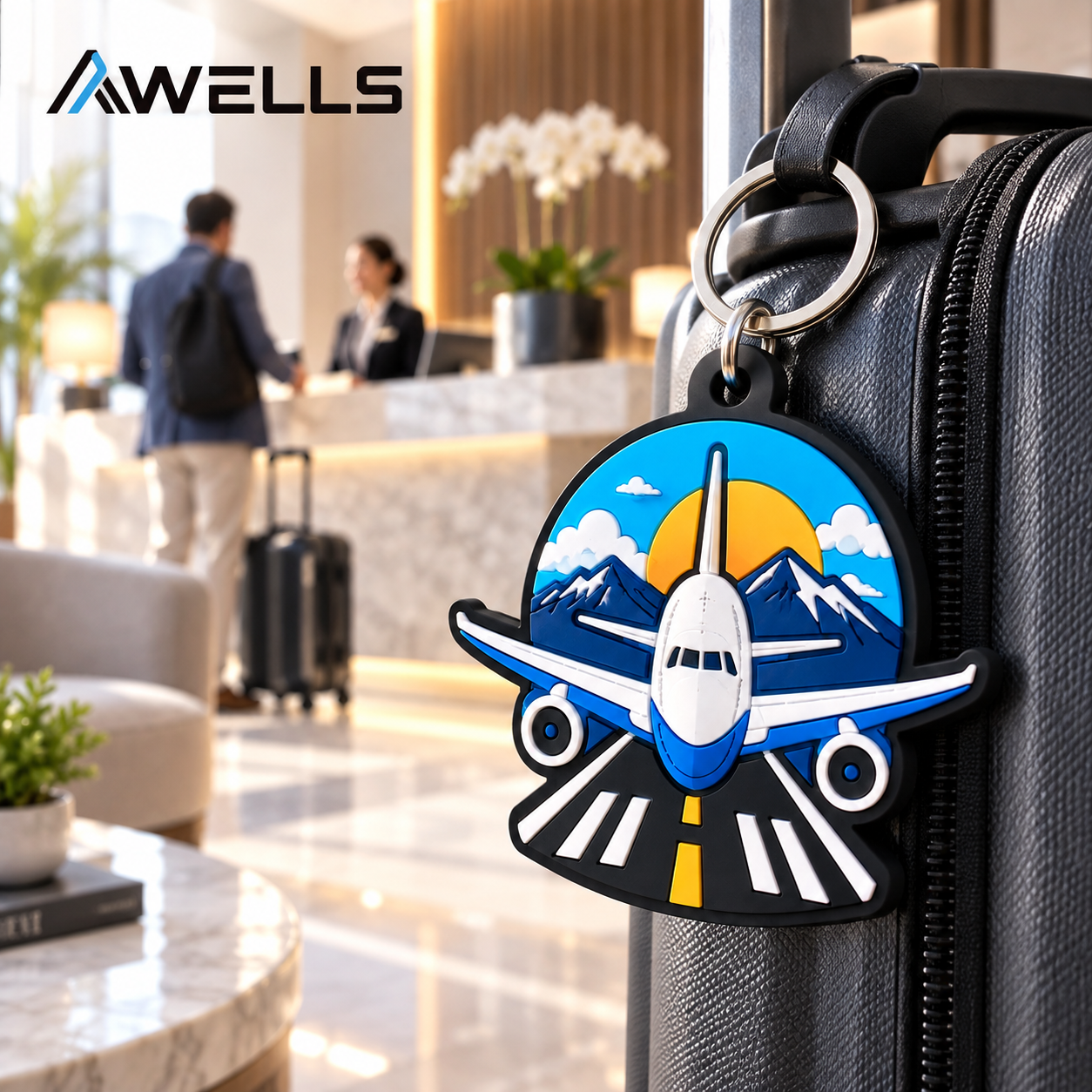 Custom PVC Keychain for Travel Brands, Airport Souvenirs and Aviation-Themed Luggage Accessories AWELLS