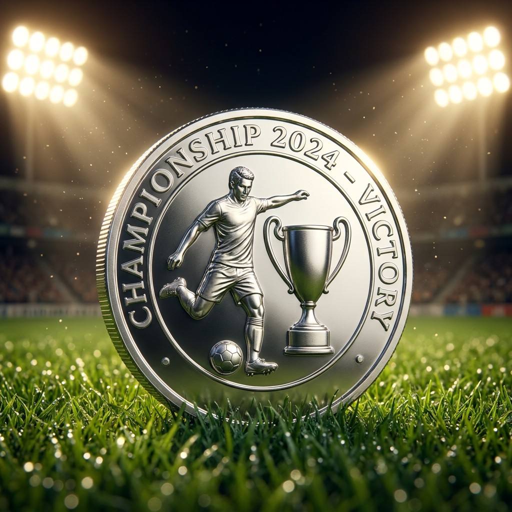 Custom Soccer Championship Coin with 3D Player and Trophy Relief Polished Silver Finish Sports Award Gift OEM ODM AWELLS